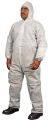 PRO-SAFE - Size 4XL Polypropylene General Purpose Coveralls - White, Zipper Closure, Elastic Cuffs, Open Ankles, Serged Seams, ISO Class 7 - A1 Tooling