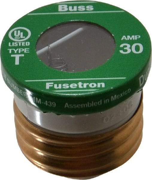 Cooper Bussmann - 125 VAC, 30 Amp, Time Delay Plug Fuse - Fuse Holder Mount, 2.38" OAL, 10 (RMS Symmetrical) kA Rating, 2-1/4" Diam - A1 Tooling