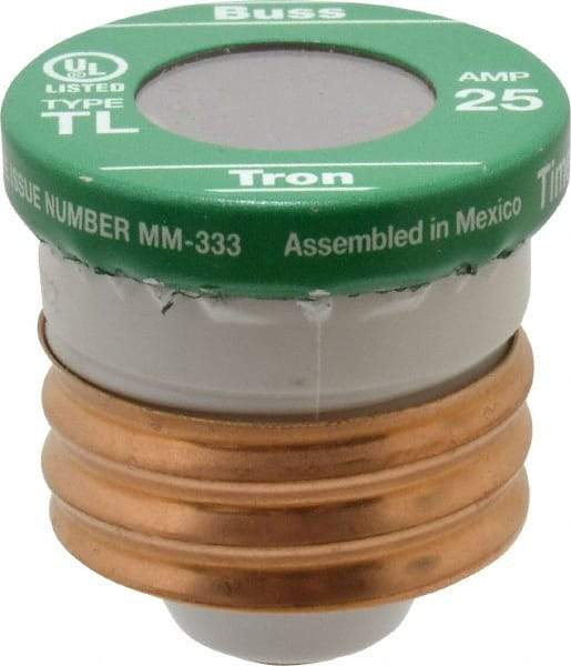 Cooper Bussmann - 125 VAC, 25 Amp, Time Delay Plug Fuse - 2.38" OAL, 10 (RMS Symmetrical) kA Rating, 2-1/4" Diam - A1 Tooling