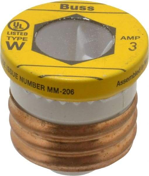 Cooper Bussmann - 125 VAC, 3 Amp, Fast-Acting Plug Fuse - 1.21" OAL, 10 (RMS Symmetrical) kA Rating - A1 Tooling