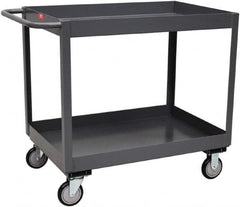 Jamco - 1,200 Lb Capacity, 24" Wide x 48" Long x 35" High Service Cart - 2 Shelf, Steel, 2 Rigid/2 Swivel Casters - A1 Tooling