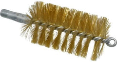 Schaefer Brush - 4-1/2" Brush Length, 2-1/2" Diam, Double Stem, Single Spiral Tube Brush - 8" Long, Brass, 1/4" NPSM Male Connection - A1 Tooling