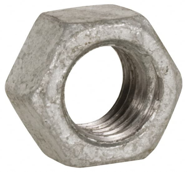 Value Collection - 1/4-20 UNC Steel Right Hand Heavy Hex Nut - 1/2" Across Flats, 15/64" High, Hot Dipped Galvanized Finish - A1 Tooling