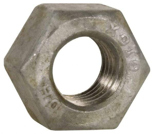 Value Collection - 1/2-13 UNC Steel Right Hand Heavy Hex Nut - 7/8" Across Flats, 31/64" High, Hot Dipped Galvanized Finish - A1 Tooling