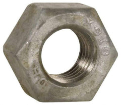 Value Collection - 7/8-9 UNC Steel Right Hand Heavy Hex Nut - 1-7/16" Across Flats, 55/64" High, Hot Dipped Galvanized Finish - A1 Tooling