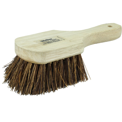 8″ Utility Scrub Brush, Palmyra Fill, Short Handle, Wood Block - A1 Tooling