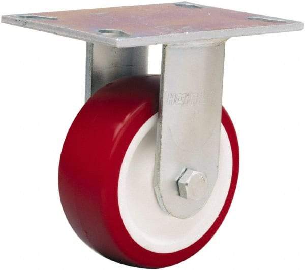 Hamilton - 5" Diam x 2" Wide x 6-1/2" OAH Top Plate Mount Rigid Caster - Polyurethane Mold on Polypropylene, 900 Lb Capacity, Straight Roller Bearing, 4-1/2 x 6-1/4" Plate - A1 Tooling