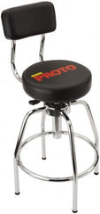 Proto - 14 Inch Wide x 3 Inch Deep x 44 Inch High, Circular Base, Heavy Duty Shop Stool - Vinyl Seat, Metal and Black - A1 Tooling