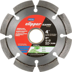 Wet & Dry Cut Saw Blade: 4″ Dia, 7/8 & 5/8″ Arbor Hole, 0.25″ Kerf Width, 8 Teeth High Speed Steel Teeth, Use on Masonry, Standard Arbor