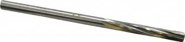 Made in USA - #15 High Speed Steel 6 Flute Chucking Reamer - Spiral Flute, 0.18" Straight Shank, 1-1/8" Flute Length, 3-3/8" OAL - A1 Tooling