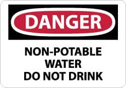 NMC - "Danger - Non-Potable Water - Do Not Drink", 10" Long x 14" Wide, Rigid Plastic Safety Sign - Rectangle, 0.05" Thick, Use for Accident Prevention - A1 Tooling