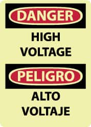 NMC - "Danger - High Voltage", 14" Long x 10" Wide, Rigid Plastic Safety Sign - Rectangle, 0.05" Thick, Use for Accident Prevention - A1 Tooling