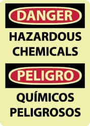 NMC - "Danger - Hazardous Chemicals", 14" Long x 10" Wide, Rigid Plastic Safety Sign - Rectangle, 0.05" Thick, Use for Hazardous Materials - A1 Tooling