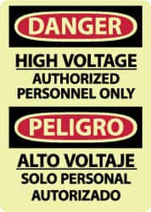 NMC - "Danger - High Voltage - Authorized Personnel Only", 14" Long x 10" Wide, Rigid Plastic Safety Sign - Rectangle, 0.05" Thick, Use for Accident Prevention - A1 Tooling