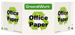 NMC - "Green @ Work - Office Paper", 7-1/2" Long x 20" Wide, Rigid Plastic Safety Sign - Rectangle, 0.01" Thick, Use for Restroom, Janitorial & Housekeeping - A1 Tooling