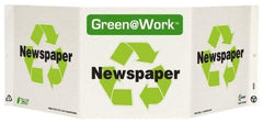 NMC - "Green @ Work - Newspaper", 7-1/2" Long x 20" Wide, Rigid Plastic Safety Sign - Rectangle, 0.01" Thick, Use for Restroom, Janitorial & Housekeeping - A1 Tooling