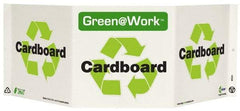 NMC - "Green @ Work - Cardboard", 7-1/2" Long x 20" Wide, Rigid Plastic Safety Sign - Rectangle, 0.01" Thick, Use for Restroom, Janitorial & Housekeeping - A1 Tooling