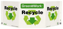 NMC - "Green @ Work - Recycle", 7-1/2" Long x 20" Wide, Rigid Plastic Safety Sign - Rectangle, 0.01" Thick, Use for Restroom, Janitorial & Housekeeping - A1 Tooling