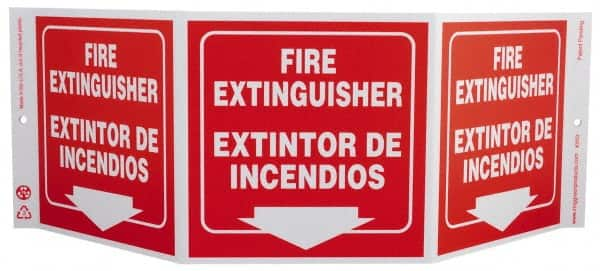 NMC - Fire Extinguisher, Rigid Plastic Fire Sign - 20" Wide x 7-1/2" High, English/Spanish - A1 Tooling