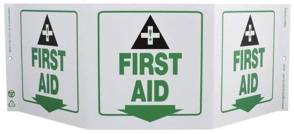 NMC - "First Aid", 7-1/2" Long x 20" Wide, Rigid Plastic Safety Sign - Rectangle, 0.01" Thick, Use for First Aid - A1 Tooling