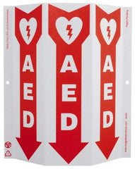 NMC - "AED", 12" Long x 9" Wide, Rigid Plastic Safety Sign - Rectangle, 0.01" Thick, Use for First Aid - A1 Tooling