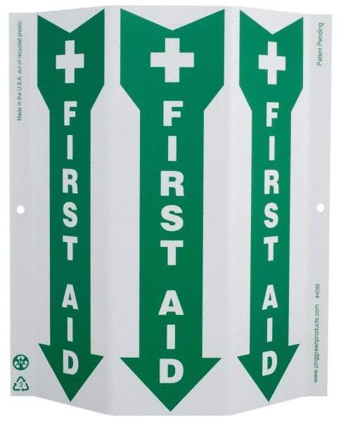 NMC - "First Aid", 12" Long x 9" Wide, Rigid Plastic Safety Sign - Rectangle, 0.01" Thick, Use for First Aid - A1 Tooling