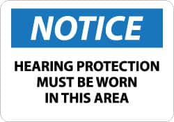 NMC - "Notice - Hearing Protection Must Be Worn in This Area", 10" Long x 14" Wide, Aluminum Safety Sign - Rectangle, 0.04" Thick, Use for Accident Prevention - A1 Tooling