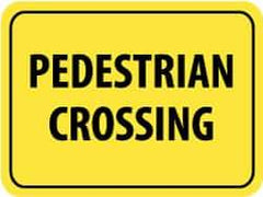 NMC - "Pedestrian Crossing", 24" Wide x 18" High, Aluminum Pedestrian Crossing Signs - 0.08" Thick, Black on Yellow, Engineer Grade Reflectivity, Rectangle, Post Mount - A1 Tooling