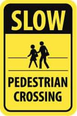 NMC - "Slow - Pedestrian Crossing", "Pedestrians Crossing", 18" Wide x 24" High, Aluminum Pedestrian Crossing Signs - 0.08" Thick, Black on Yellow, Engineer Grade Reflectivity, Rectangle, Post Mount - A1 Tooling