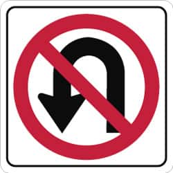 NMC - "Strike on U-Turn", 24" Wide x 24" High, Aluminum Traffic Control Signs - 0.08" Thick, Red & Black on White, Engineer Grade Reflectivity, Square, Post Mount - A1 Tooling