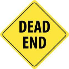 NMC - "Dead End", 24" Wide x 24" High, Aluminum Traffic Control Signs - 0.08" Thick, Black on Yellow, Engineer Grade Reflectivity, Diamond, Post Mount - A1 Tooling