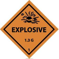 NMC - Accident Prevention Label - Legend: Explosive 1.3G, English, Black & Orange, 4" Long x 4" High, Sign Muscle Finish - A1 Tooling