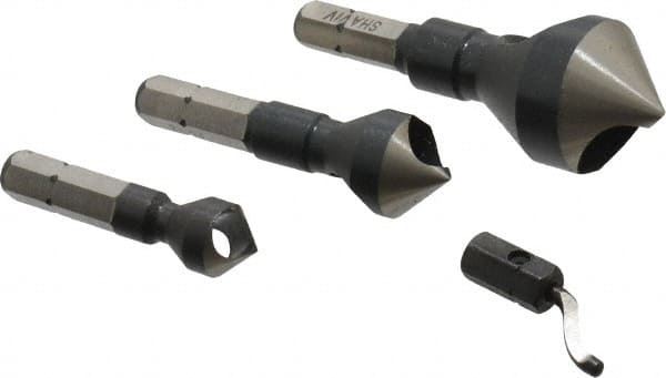 Vargus - 4 Piece, 5/16 to 13/16" Head Diam, Single End Countersink Set - A1 Tooling