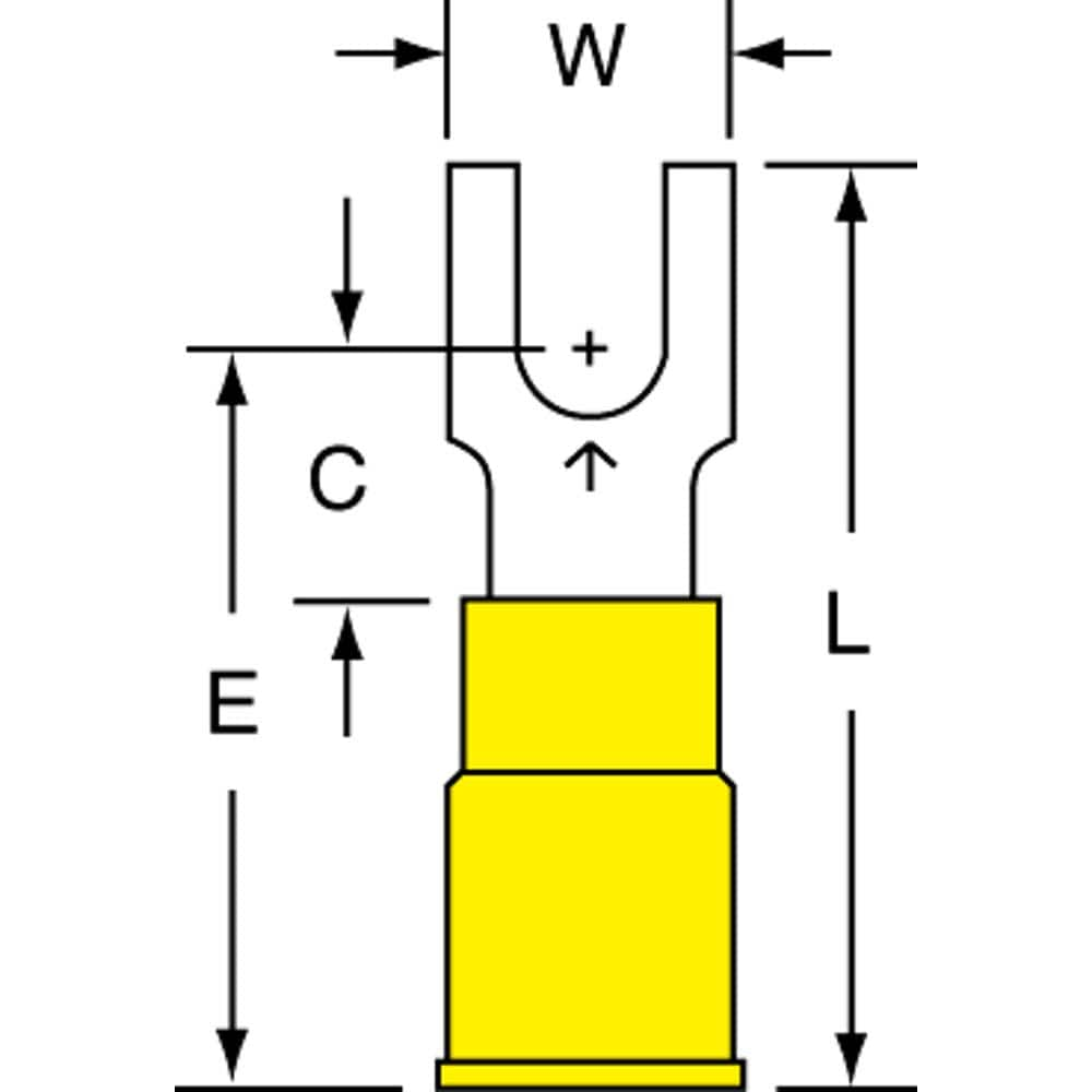 3M - #8 Stud, 12 to 10 AWG Compatible, Partially Insulated, Crimp Connection, Block Fork Terminal - A1 Tooling