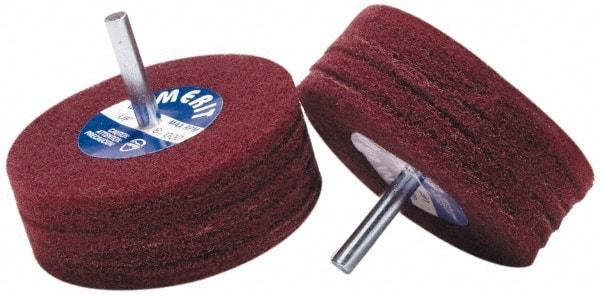 Merit Abrasives - 5" Diam, Medium Mounted Scrubber Buffing Wheel - 1 Ply, Medium Grade, 1/4" Shank Diam, 4,000 RPM - A1 Tooling