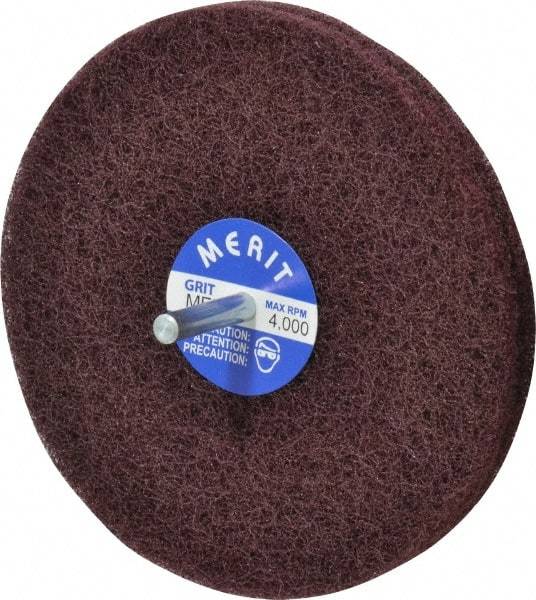 Merit Abrasives - 5" Diam, Medium Mounted Scrubber Buffing Wheel - 2 Ply, Medium Grade, 1/4" Shank Diam, 4,000 RPM - A1 Tooling