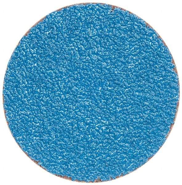 Merit Abrasives - 3" Disc Diam, 36 Grit, Zirconia Alumina Quick Change Disc - Type S Attaching System, Coated, Blue, Very Coarse Grade, 20,000 RPM - A1 Tooling