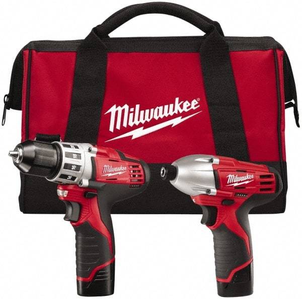 Milwaukee Tool - 12 Volt Cordless Tool Combination Kit - Includes 1/4" Hex Impact Driver & 3/8" Drill/Driver, 2 Lithium-Ion Batteries Included - A1 Tooling