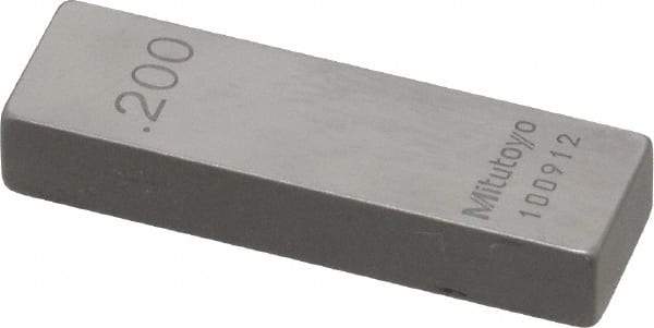 Mitutoyo - 0.2" Rectangular Steel Gage Block - Accuracy Grade 0, Includes Certificate of Inspection - A1 Tooling