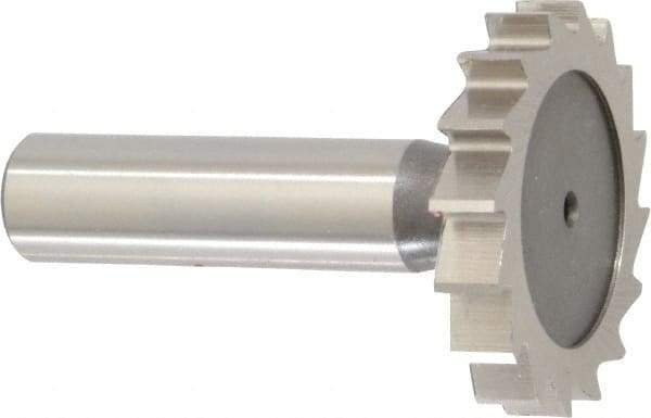 Keo - 1-1/2" Diam x 1/4" Face Width, High Speed Steel, 16 Teeth, Shank Connection Woodruff Keyseat Cutter - Uncoated, 2-1/4" OAL x 1/2" Shank, Straight Teeth, ANSI 812, Old Standard 24 - A1 Tooling