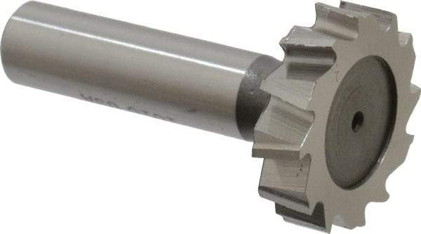 Keo - 1-1/4" Diam x 5/16" Face Width, High Speed Steel, 12 Teeth, Shank Connection Woodruff Keyseat Cutter - Uncoated, 2-5/16" OAL x 1/2" Shank, Staggered Teeth, ANSI 1010, Old Standard D - A1 Tooling