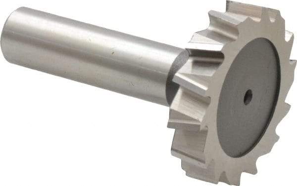 Keo - 1-1/2" Diam x 5/16" Face Width, High Speed Steel, 14 Teeth, Shank Connection Woodruff Keyseat Cutter - Uncoated, 2-5/16" OAL x 1/2" Shank, Staggered Teeth, ANSI 1012, Old Standard 25 - A1 Tooling