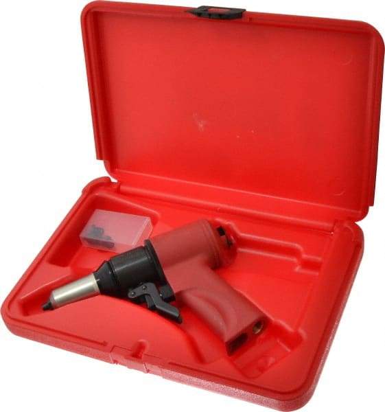 HUCK - 1/8 to 1/4" Pneumatic Rivet Tool Kit - Includes Riveter, 4 Nose Pieces - A1 Tooling