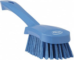 Vikan - 1.3" Bristle Length, Polyester Scrub Brush - 4-1/4" Long x 2-3/4" Wide Head, 10" OAL, Blue, Polypropylene Block - A1 Tooling