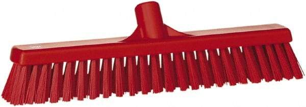 Vikan - 16" Fine Particle Synthetic Push Broom - 2" Bristle Length, Plastic Block, European Threaded Handle Connection - A1 Tooling