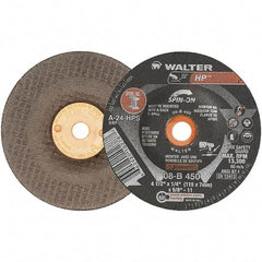 WALTER Surface Technologies - 24 Grit, 7" Wheel Diam, 1/4" Wheel Thickness, Type 27 Depressed Center Wheel - Aluminum Oxide, 8,600 Max RPM - A1 Tooling