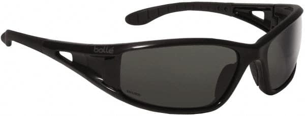 bolle SAFETY - Polarized Gray Lenses, Framed Safety Glasses - Scratch Resistant, Black Nylon Frame, Wrap Around - A1 Tooling