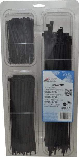 Made in USA - 4 to 11 Inch Range, Black Cable Ties - 7/8, 1-7/8 and 3-1/16 Inch Bundle Diameter, 18 and 50 Lb. Strength, Nylon - A1 Tooling