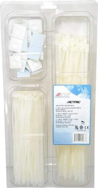 Made in USA - 4 to 11 Inch Range, White Cable Ties - 1-7/8 and 3-1/16 Inch Bundle Diameter, 50 Lb. Strength, Nylon - A1 Tooling