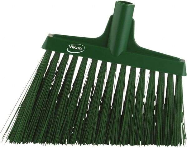 Vikan - 9-1/2" Wide, Green Synthetic Bristles, Angled Broom - A1 Tooling